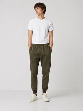 Helmut Lang Olive Jogger Pants Leather Trim S
